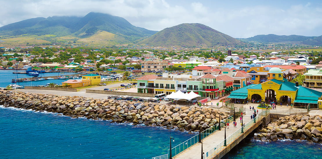 The waterfront of Basseterre in St Kitts and Nevis